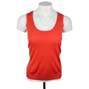 ST. JOHN Knitted Wool Blend Tank Sz 2 Red Orange